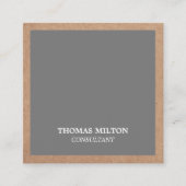 Modernes, elegantes Grey Kraft Paper Consultant Quadratische Visitenkarte (Vorderseite)