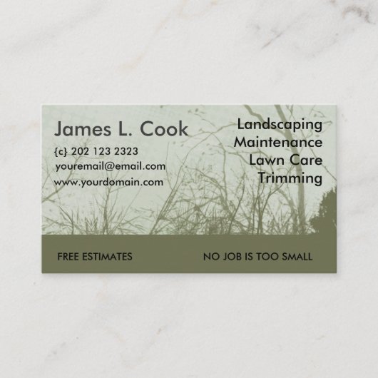 Modernes elegantes grünes landschaftlich visitenkarte (Vorderseite)