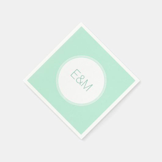 Modernes, elegantes, grünes Vorlagenmonogramm Serviette (Ecke)