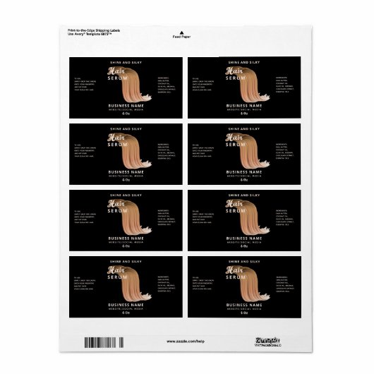 Modernes, elegantes Haarserumlabel (Vorne)