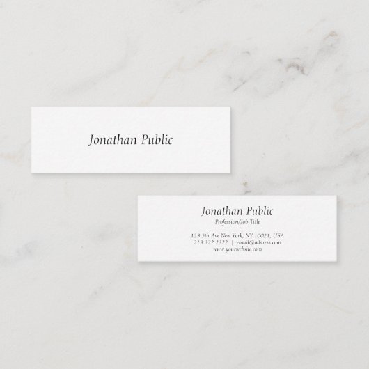 Modernes elegantes, handgeschriebenes, einfaches T Mini Visitenkarte (Vorne/Hinten)