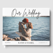 Modernes, elegantes, handgeschriebenes Foto Hochze Gästebuch (Vorderseite)