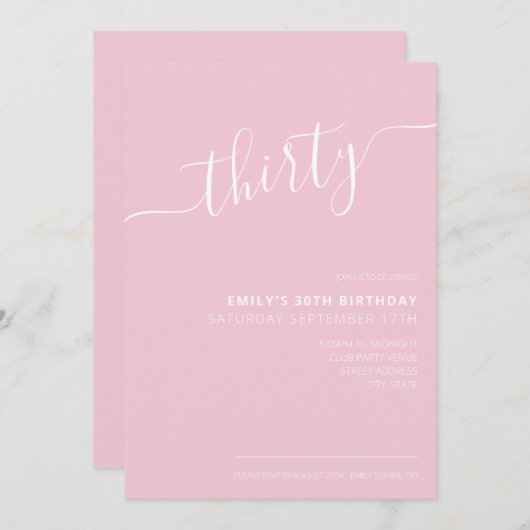 Modernes, elegantes handgeschriebenes Skript 30. G Einladung (Vorne/Hinten)