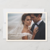 Modernes, elegantes, handschriftlich 2 Fotos Dankeskarte (Vorderseite)