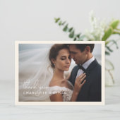 Modernes, elegantes, handschriftlich 2 Fotos Dankeskarte (Stehend Vorderseite)