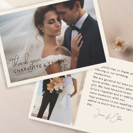 Modernes, elegantes, handschriftlich 2 Fotos Dankeskarte