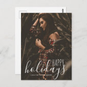 Modernes elegantes Happy Holidays Script-Foto Postkarte (Vorne/Hinten)