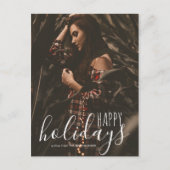 Modernes elegantes Happy Holidays Script-Foto Postkarte (Vorderseite)
