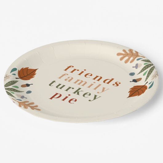 Modernes Elegantes Herbst Erntedank Abendessen Pappteller (Schrägansicht)