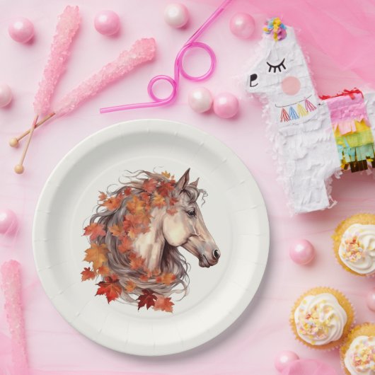 Modernes Elegantes Herbst Pferd Erntedank Pappteller (Party)