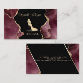 Modernes Elegantes High Heel Burgundy Agate Visitenkarte (Vorne/Hinten)