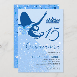 Modernes Elegantes Highlight Royal Blue Quinceaner Einladung