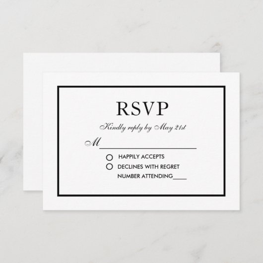 Modernes elegantes Hochzeitschwarz-Weiß-UAWG RSVP Karte (Vorne/Hinten)