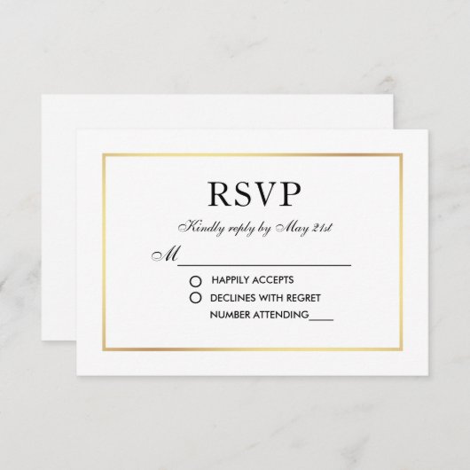 Modernes elegantes Hochzeitschwarz-Weiß-UAWG RSVP Karte (Vorne/Hinten)