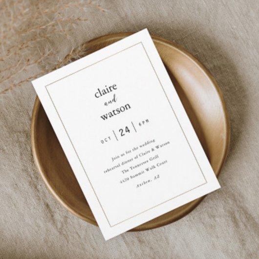 Modernes, elegantes Hochzeitsessen Probe Einladung