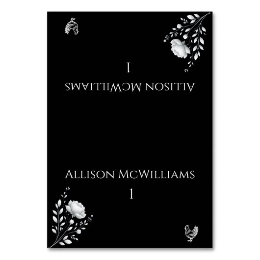 Modernes elegantes Hochzeitsgeflügel Tischnummer (Vorderseite)