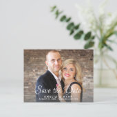 Modernes, elegantes Hochzeitsgeschenk-Foto Save th Ankündigungspostkarte (Stehend Vorderseite)