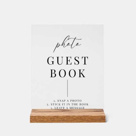 Modernes Elegantes Hochzeitsguestbook Foto Acrylschild (Vorderseite)