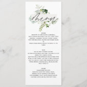 Modernes, elegantes Hochzeitsmenü mit botanischen  Menükarte (Vorderseite)