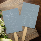 Modernes, elegantes Hochzeitsprogramm Dusty Blue Fächer