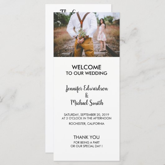 Modernes, elegantes Hochzeitsprogramm für Fotos Programm (Vorne/Hinten)