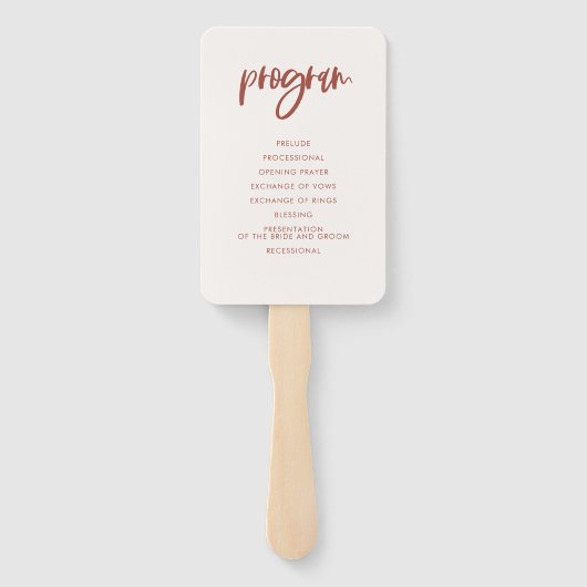 Modernes, elegantes Hochzeitsprogramm in Schneepin Fächer (Rückseite)