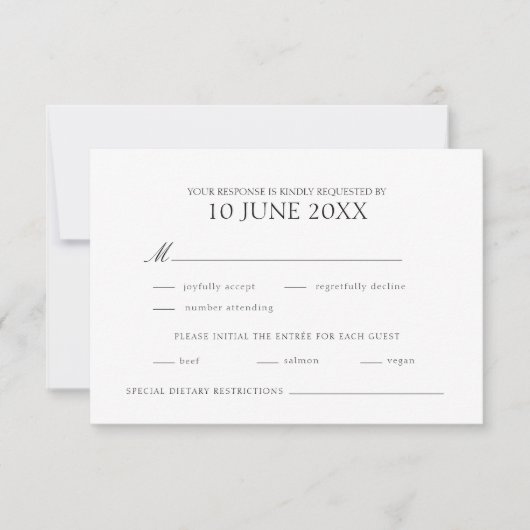 Modernes elegantes Hochzeitssemble RSVP Karte (Vorderseite)