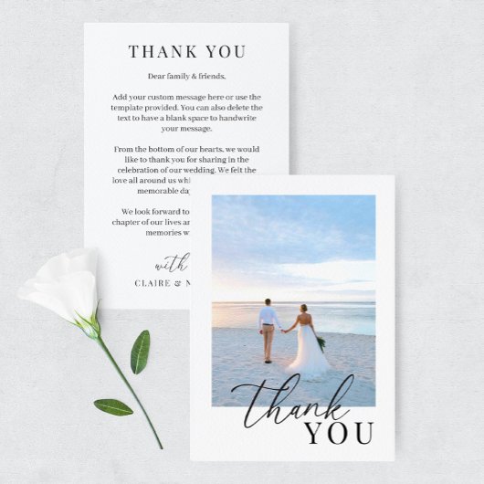 Modernes elegantes Hochzeitsstift Foto Danke Karte