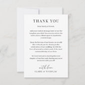 Modernes elegantes Hochzeitsstift Foto Danke Karte (Rückseite)