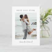 Modernes elegantes Hochzeitsstift Foto Danke Karte (Stehend Vorderseite)