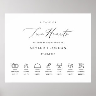 Modernes, elegantes Hochzeitszeichen mit Timeline Poster