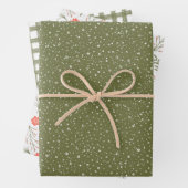 Modernes Elegantes Holiday Olive Green & Red Gift Geschenkpapier Set (Beispiel)