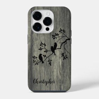 Modernes, elegantes Holz - Baum und Krähe - Holz iPhone 14 Pro Hülle
