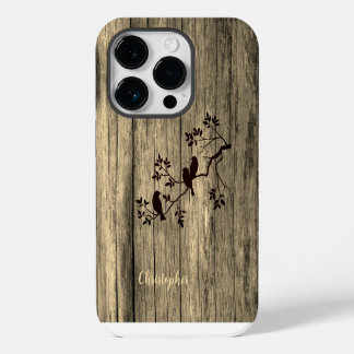 Modernes, elegantes Holz - Baum und Krähe - Holz iPhone 14 Pro Hülle