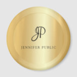 Modernes, elegantes Imitat Gold Template Monogram Magnet<br><div class="desc">Moderne elegante Imitate Gold Template Monogram Round Magnet.</div>