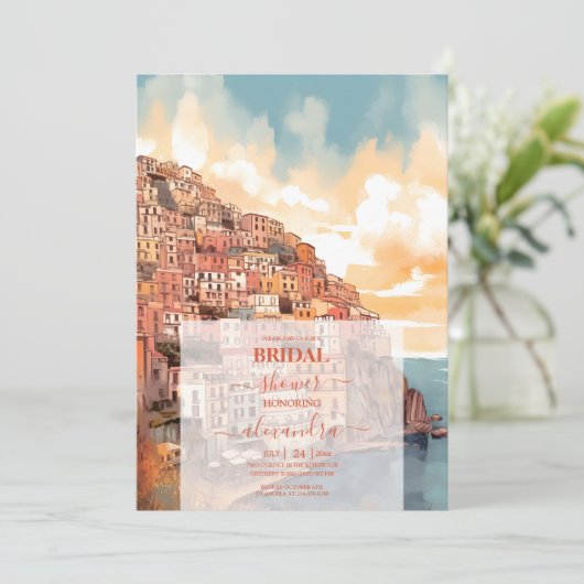 Modernes Elegantes Italien Zielort Brautparty Einladung (Stehend Vorderseite)