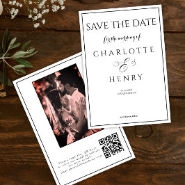 Modernes Elegantes Kalligrafie-Foto QR-Code Save The Date