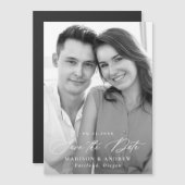 Modernes elegantes Kalligrafie-Foto Save the Date Magneteinladung (Vorne/Hinten)