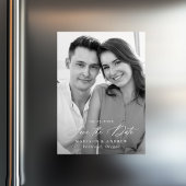 Modernes elegantes Kalligrafie-Foto Save the Date Magneteinladung