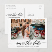 Modernes elegantes Kalligrafie-Foto Save the Date Postkarte (Vorne/Hinten)