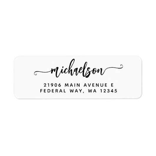 Modernes, elegantes Kalligrafie-Nachname-Label (Vorne)