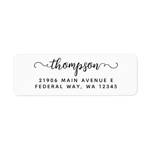 Modernes, elegantes Kalligrafie-Nachname-Label (Vorne)
