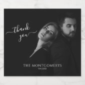 Modernes elegantes Kalligrafie Schwarz-Weiß-Foto Schaumweinetikett (Einzelnes Label)