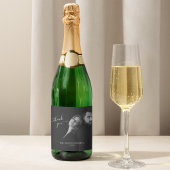 Modernes elegantes Kalligrafie Schwarz-Weiß-Foto Schaumweinetikett