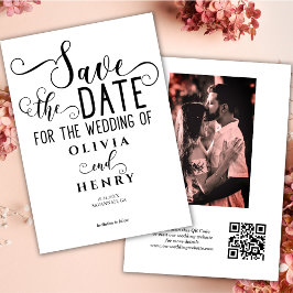 Modernes elegantes Kalligrafie-Script-Foto QR-Code Save The Date