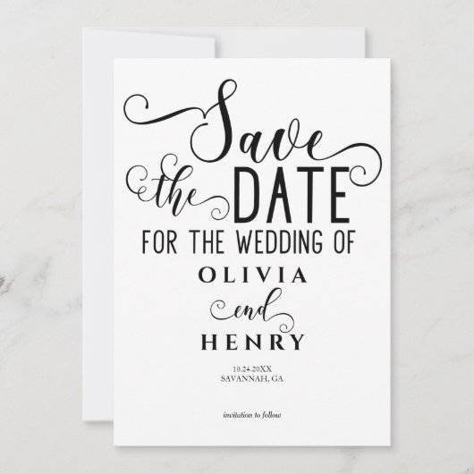 Modernes elegantes Kalligrafie-Script-Foto QR-Code Save The Date (Vorderseite)