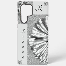 Modernes, elegantes Karo-Blume-Silber Samsung Galaxy Hülle