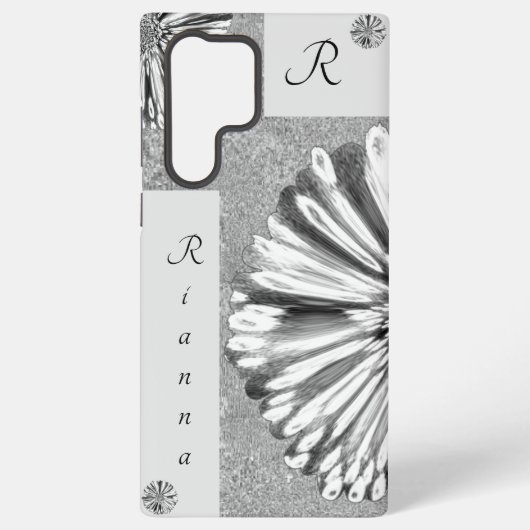 Modernes, elegantes Karo-Blume-Silber Samsung Galaxy Hülle (Rückseite)