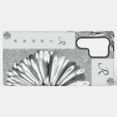 Modernes, elegantes Karo-Blume-Silber Samsung Galaxy Hülle (Rückseite (Horizontal))