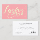 Modernes elegantes korallenrotes Rosa u. Gold Visitenkarte (Vorne/Hinten)